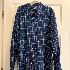 Lands' End Blue and White Casual Button Down‎ Shirt XL NWOT